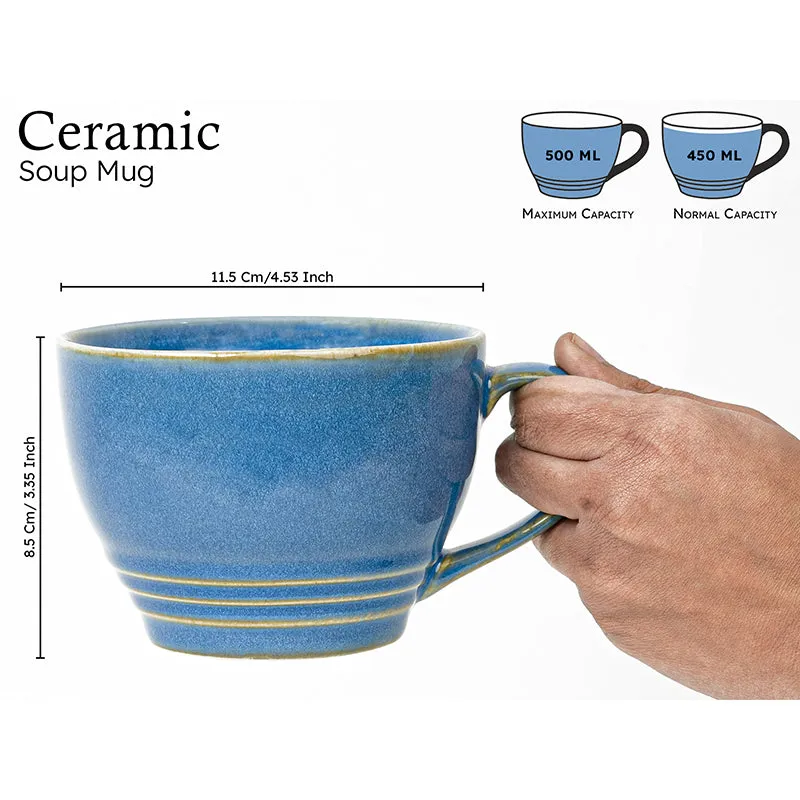 Gradient Brew Ceramic Coffee Mug (Light Blue/500 mL Each) - Set Of Two media 8