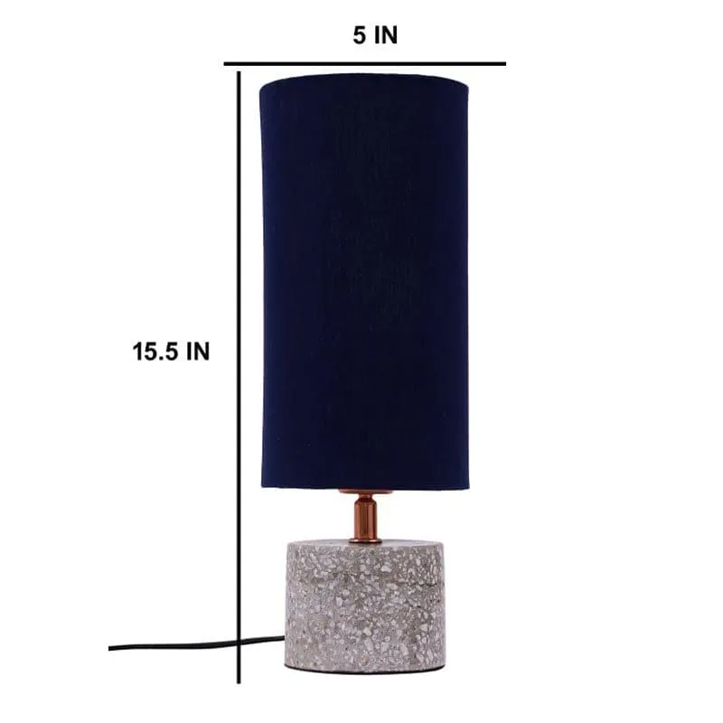 Round Terrazzo Hand Crafted Fabric Table Lamp - Blue,Grey media 5