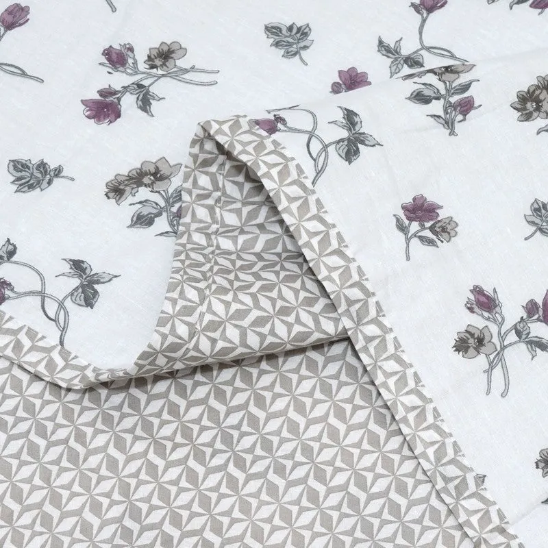 Floral Mist Printed Cotton Dohar (Pink,White) - 120 GSM media 7