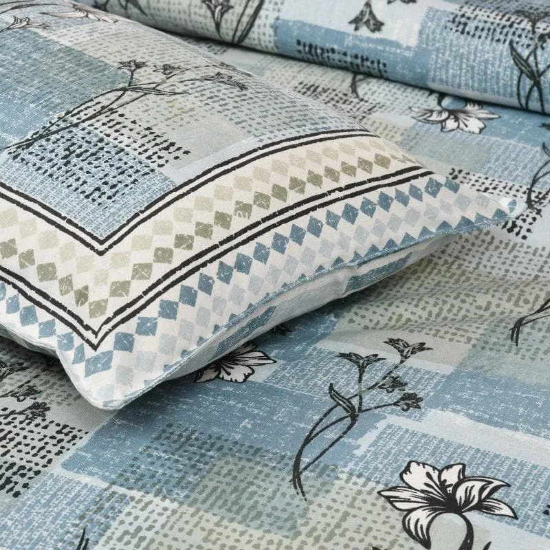 Bloomsie Checkers Cotton Bedsheet (Blue) - 160 TC media 4