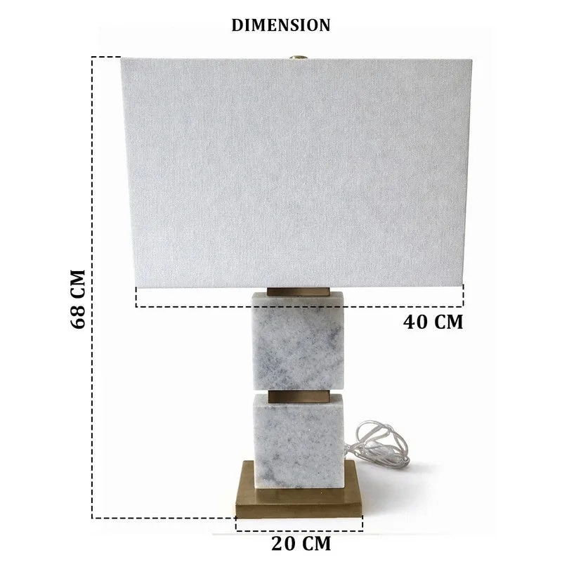AarviDecor Vaughn Designer Marble Table Lamp - White media 7