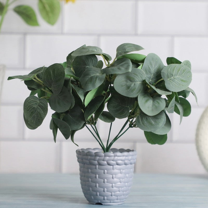 Foliyaj Artificial Green Eucalyptus Plant in Grey Pot