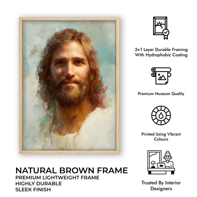 Christ the Light Archival Paper Wall Painting With Brown Frame media 7