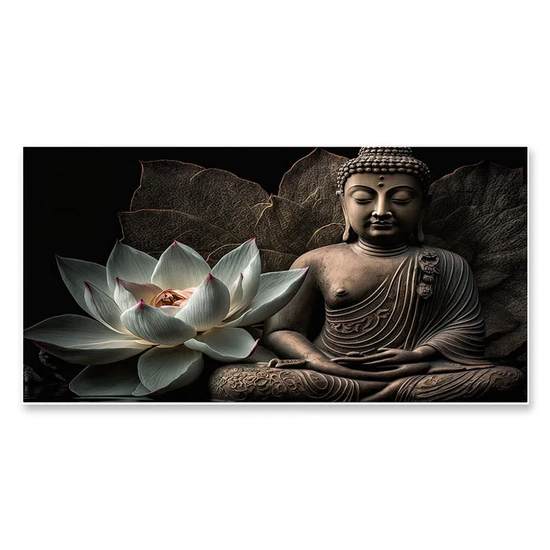 Blessed Buddha Canvas Wall Painting With Frame media 5