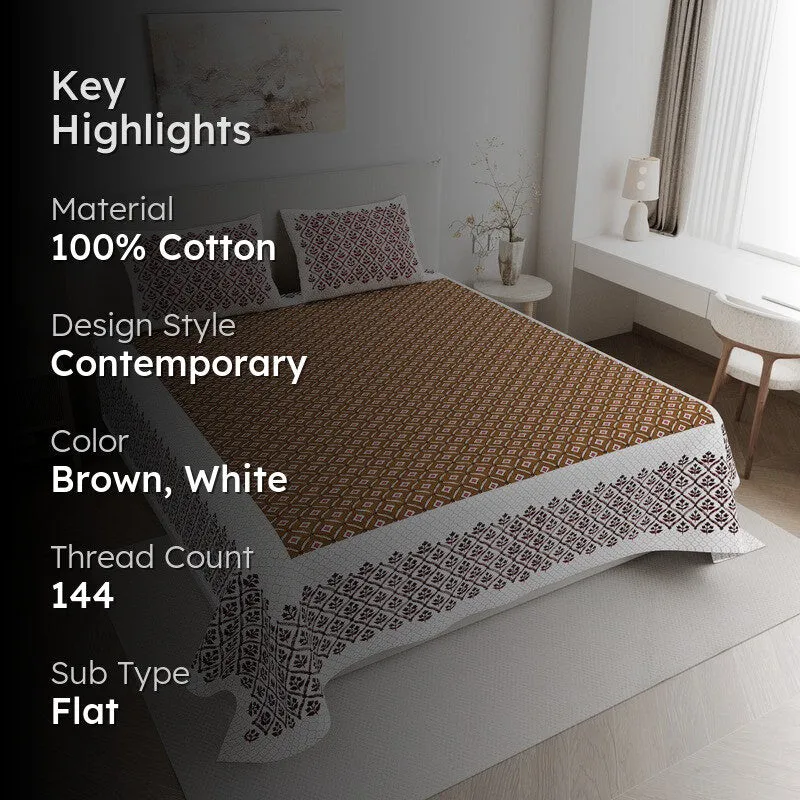 NobleNest Cotton Bedsheet (Brown) - 144 TC media 2