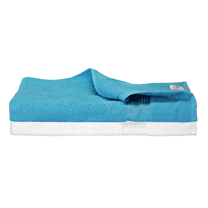 Nuage Cotton Bath Towel (Blue & White) - Set Of Two media 3