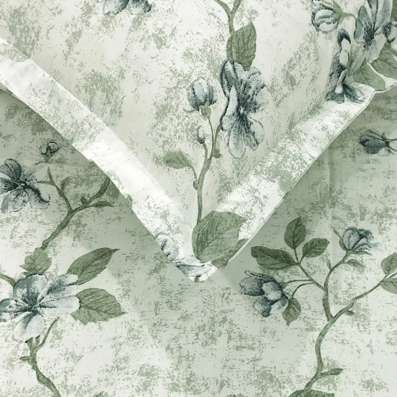 Swayam Hanami Floral Cotton Bedsheet (Blue) - 250 TC media 5