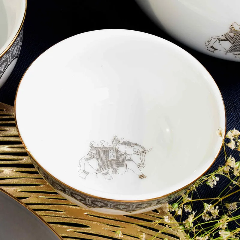 Gilded Legacy 24k Gold Brushed Porcelain Dinner Set (Grey) - 33 Piece Set media 9