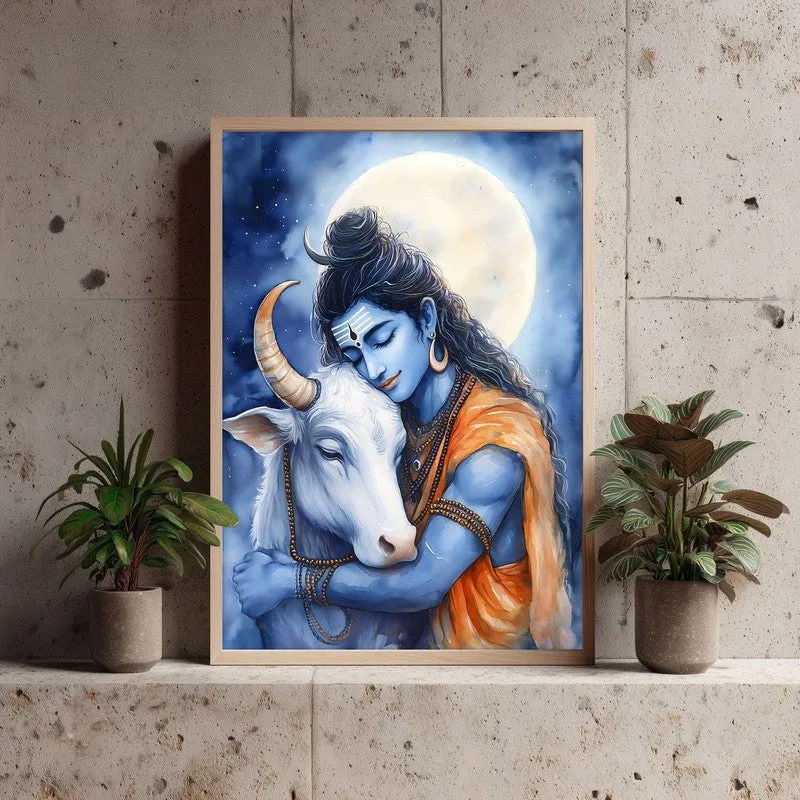 Kailasa Vihari Spiritual Archival Paper Wall Painting - Natural Brown Frame media 4