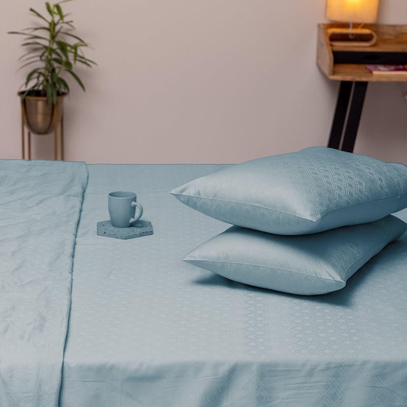 Meander Geometric Cotton Bedsheet (Azure) - 300 TC media 5