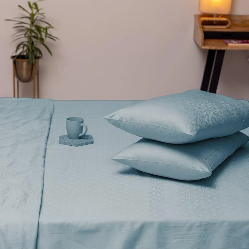 Meander Geometric Cotton Bedsheet (Azure) - 300 TC media 5