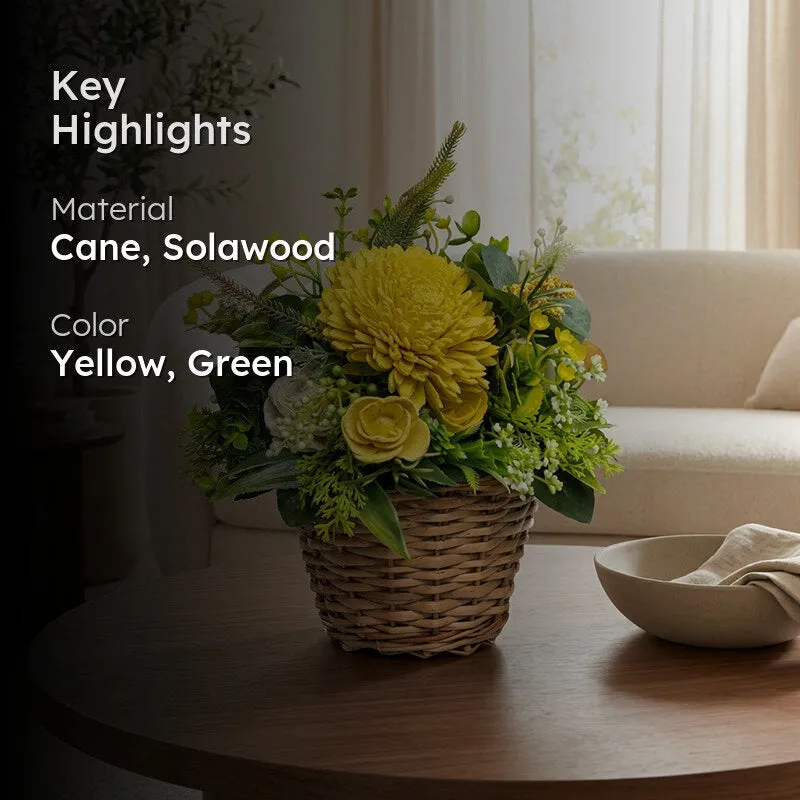 Sunshine Yellow Solawood Floral Basket media 2