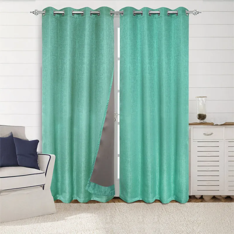 Saral Home Auriel Blackout Curtain (Teal) - Set Of Two media 1