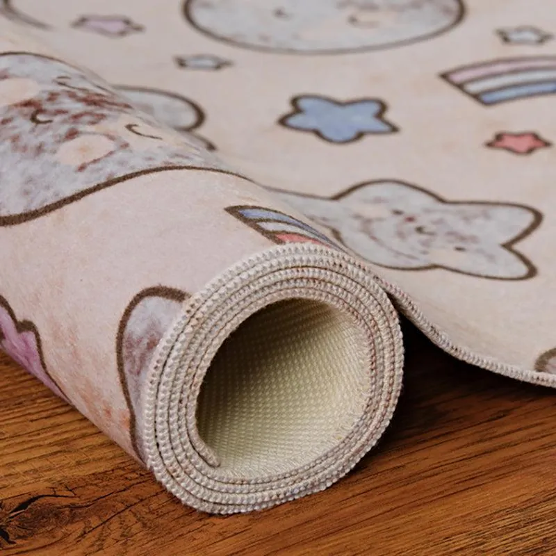 Lunar Light Lane Kids Polyester Anti-Skid Carpet - Pink & Ivory media 8