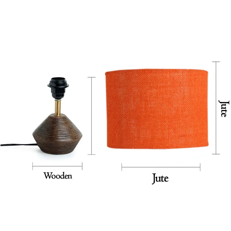 Yami Wooden Table Lamp With Jute Shade - Brown,Orange media 9