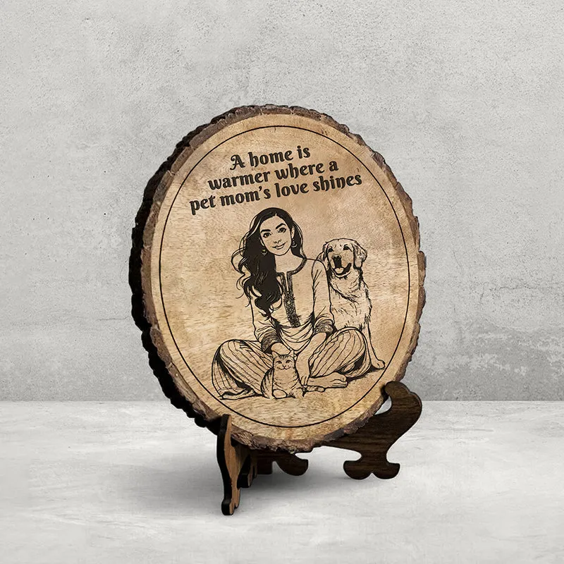 Pet Mom's Love Wood Showpiece - Round media 3