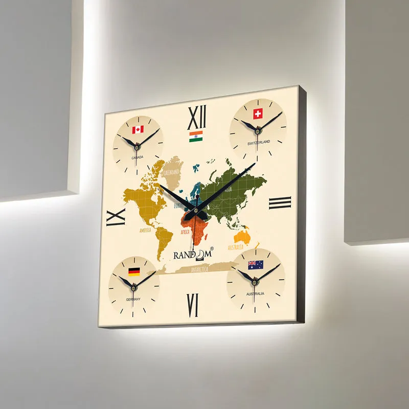 World Time Zone Wall Clock - Beige media 4