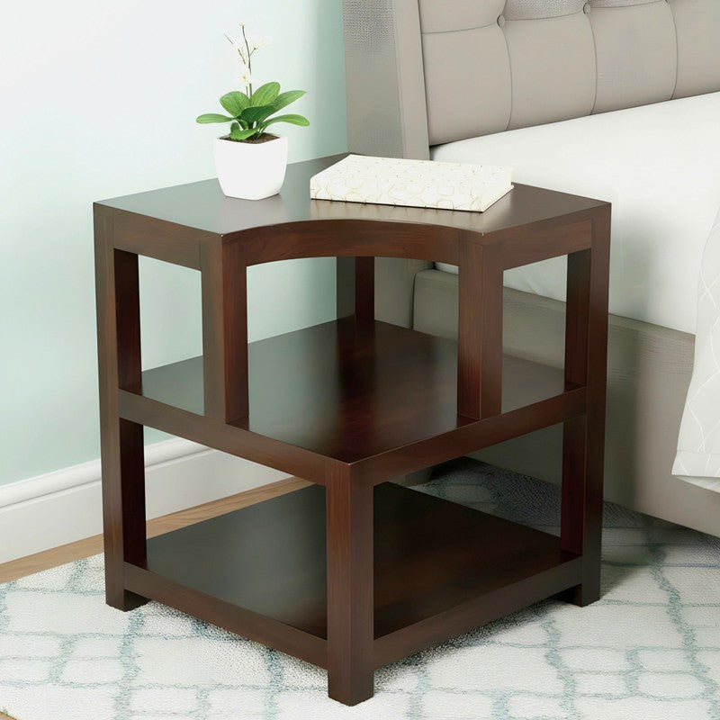 Xverix Sheesham Wooden Side & Bedside Table - Dark Brown