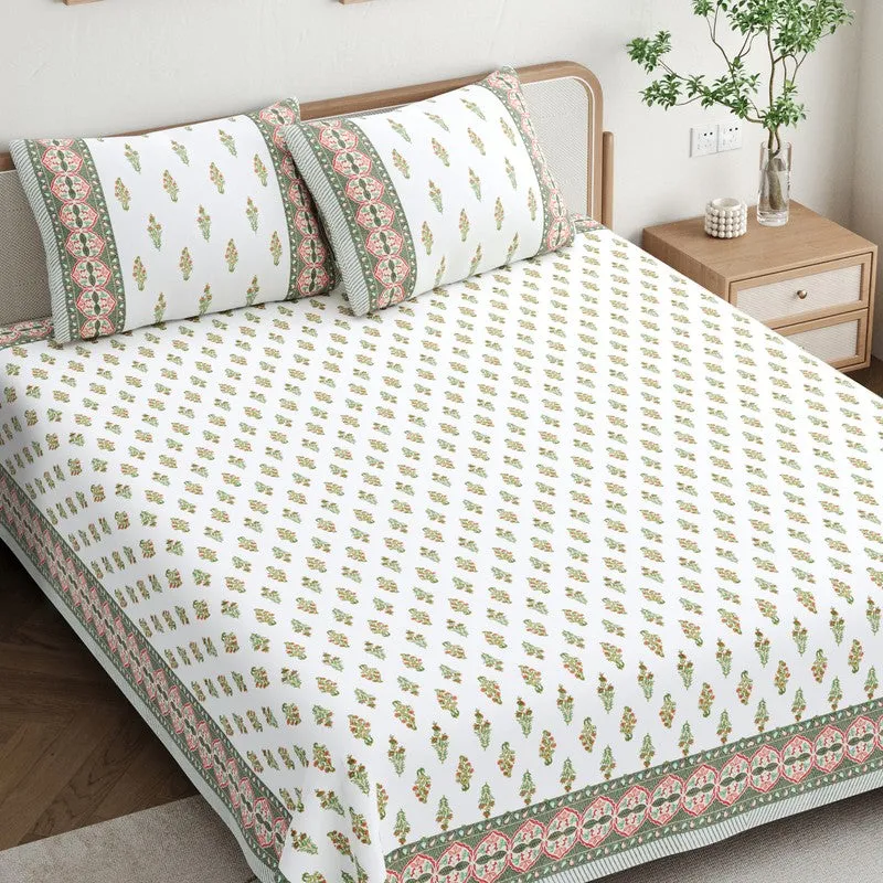HeritagePetal Handblock Printed Cotton Bedsheet (Brown) - 400 TC media 3