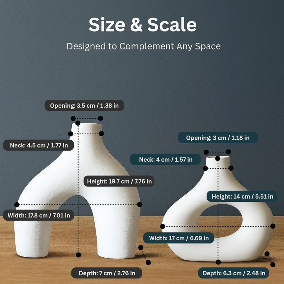 Smoky Ceramic Flower Vase - Set Of Two - 10