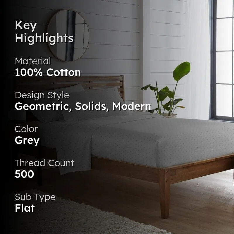 Numa Swiss Dot Cotton Bedsheet (Grey) - 500 TC media 2
