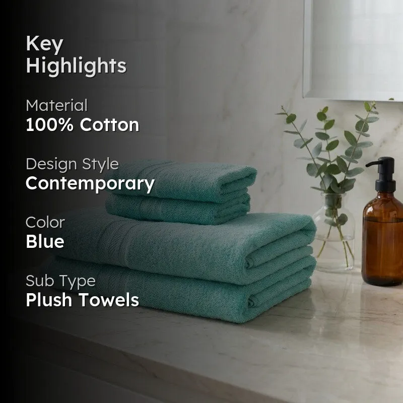 PlushAura Cotton Towel Sets (Aqua) - Set of Four media 2