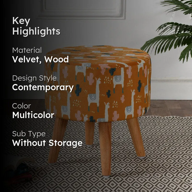 Avira Horse-print Velvet Ottoman - Multicolor media 2