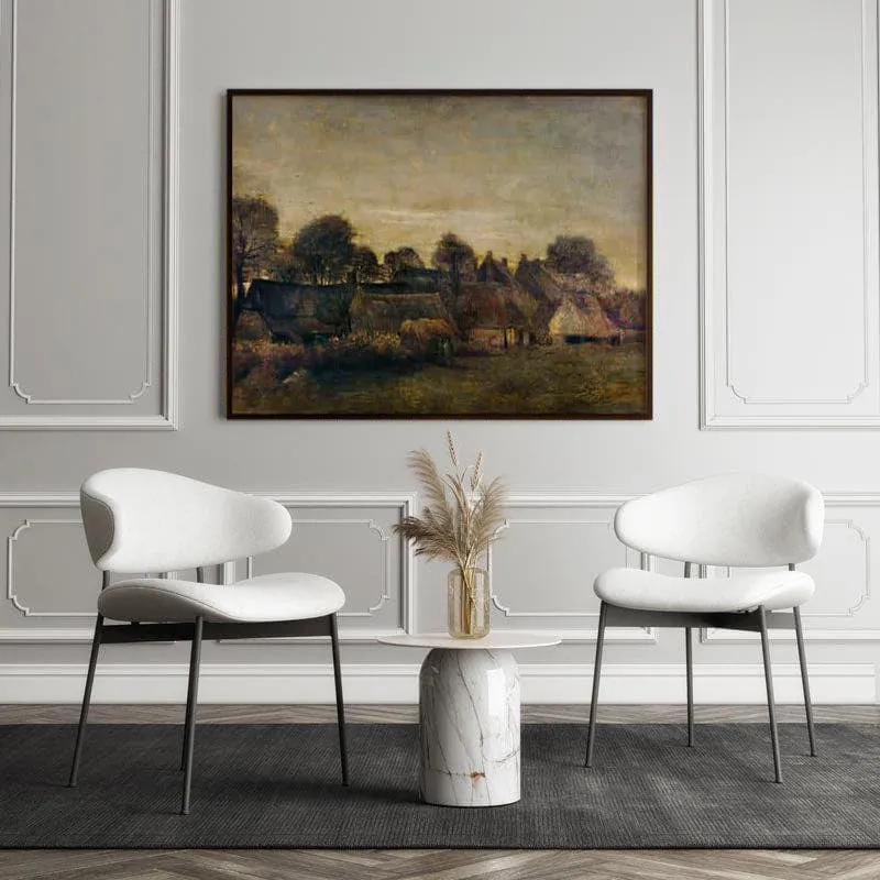 Farming Village At Twilight Canvas Wall Art - Black Frame media 5