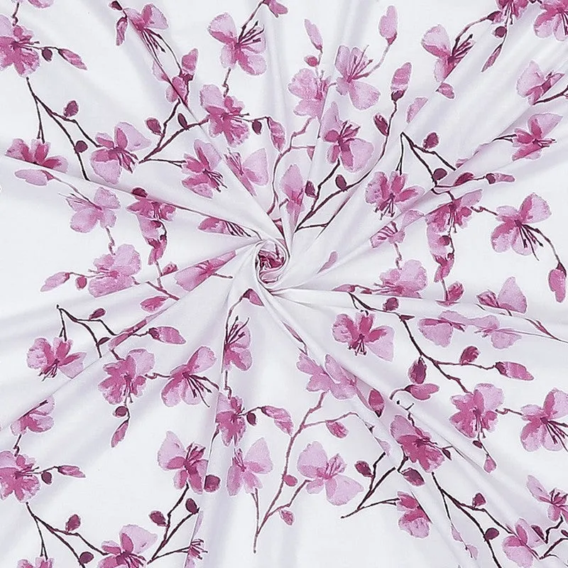 Monte Carlo Floraline Cotton Bedsheet (White,Pink) - 104 TC media 10