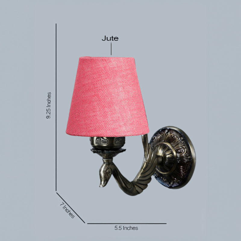 Amro Retro Conical Fabric & Metal Wall Lamp - Pink media 4