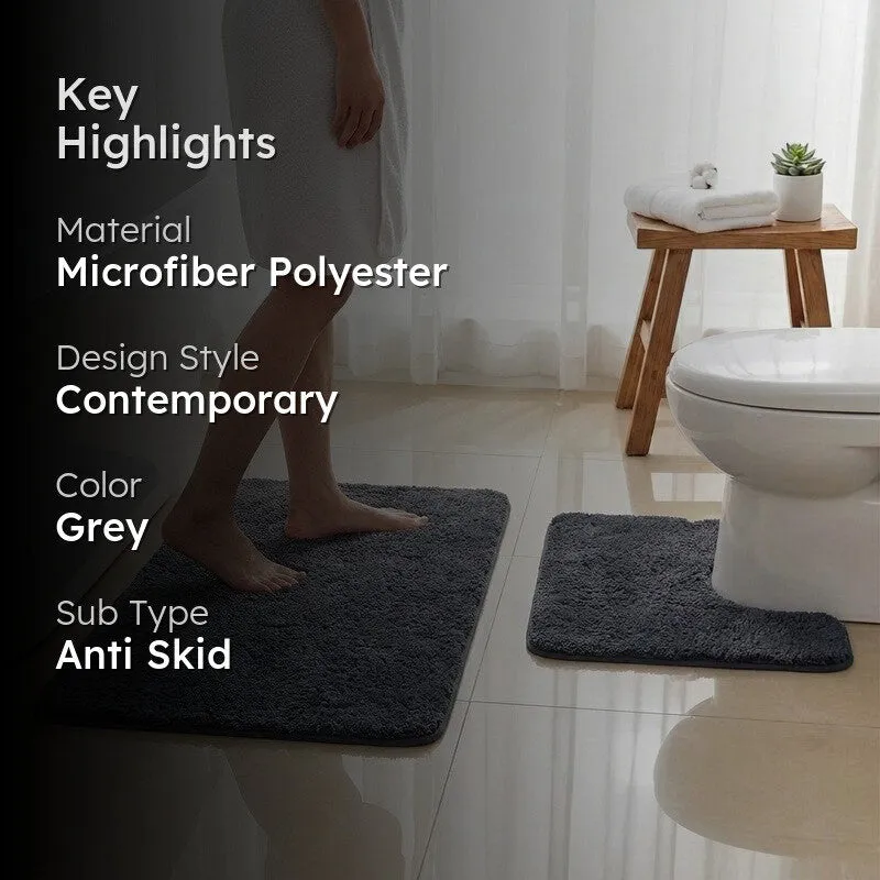 BathEase Anti Skid Bath Mats (Dark Grey) - Set of Two media 2