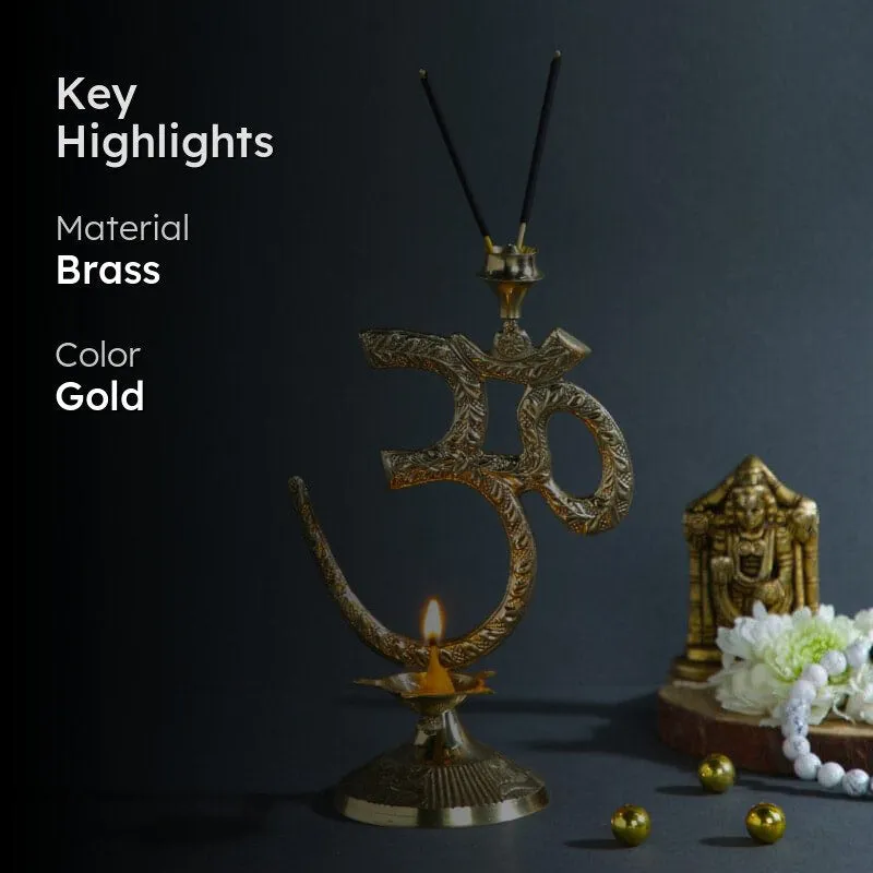 Om Bless Diya with Incense Holder media 2