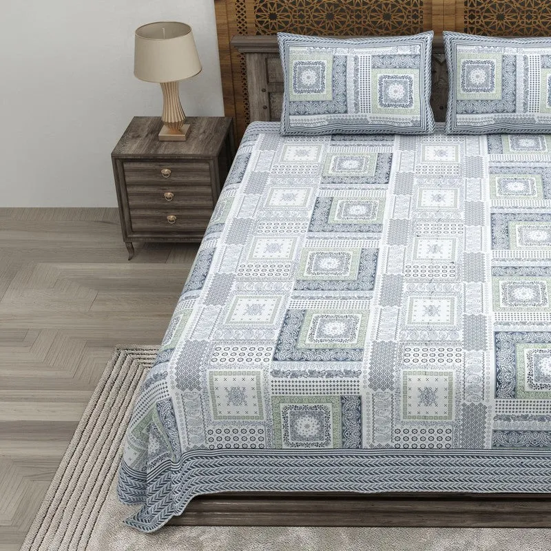 Looma Cotton Bedsheet (Blue,White) - 240 TC media 3