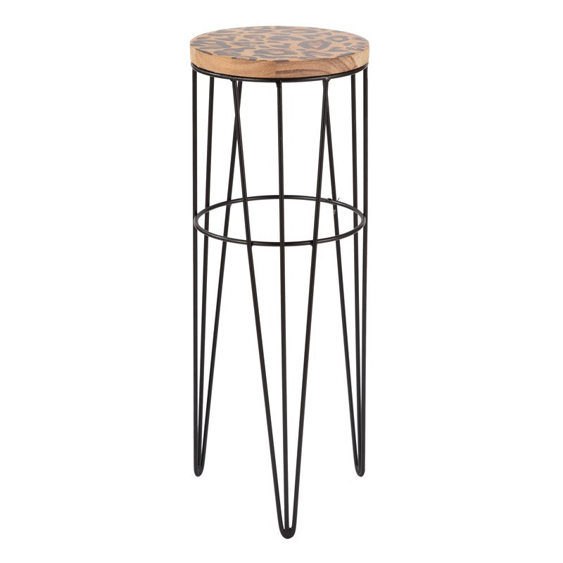 Leopard Print Accent Metal Side Table - Black media 5