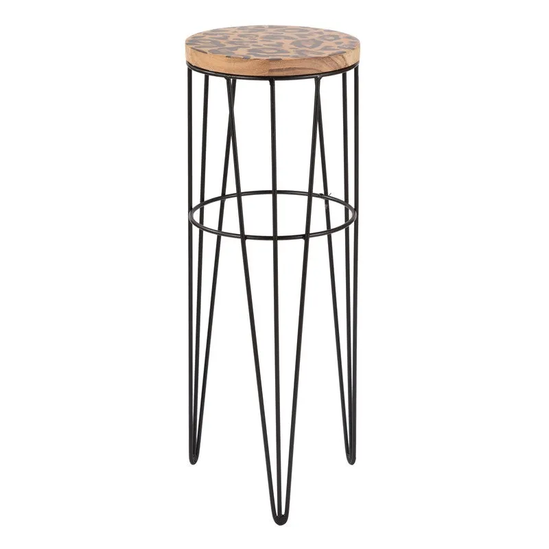 Leopard Print Accent Metal Side Table - Black media 5