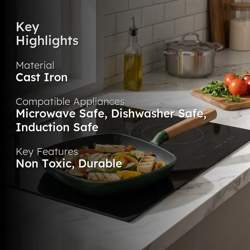 Cumin Co Enamel Cast Iron Grill Pan - Green media 2
