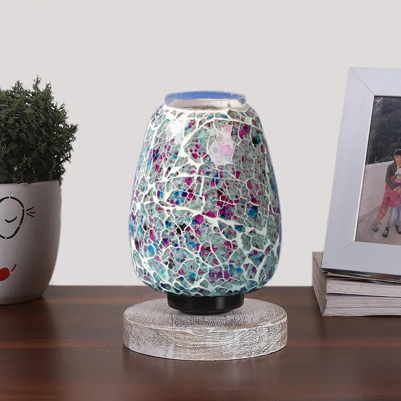 Glevis Glass Table Lamp With Wooden Base - Multicolor media 4