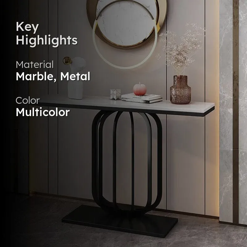 Stylish Metal Console Table with Marble Top - Small media 2