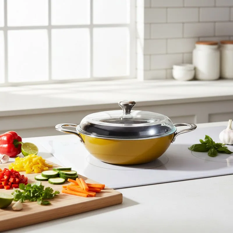 Cumin Co Enamel Cast Iron Kadhai  With Lid - 3900 mL media 1