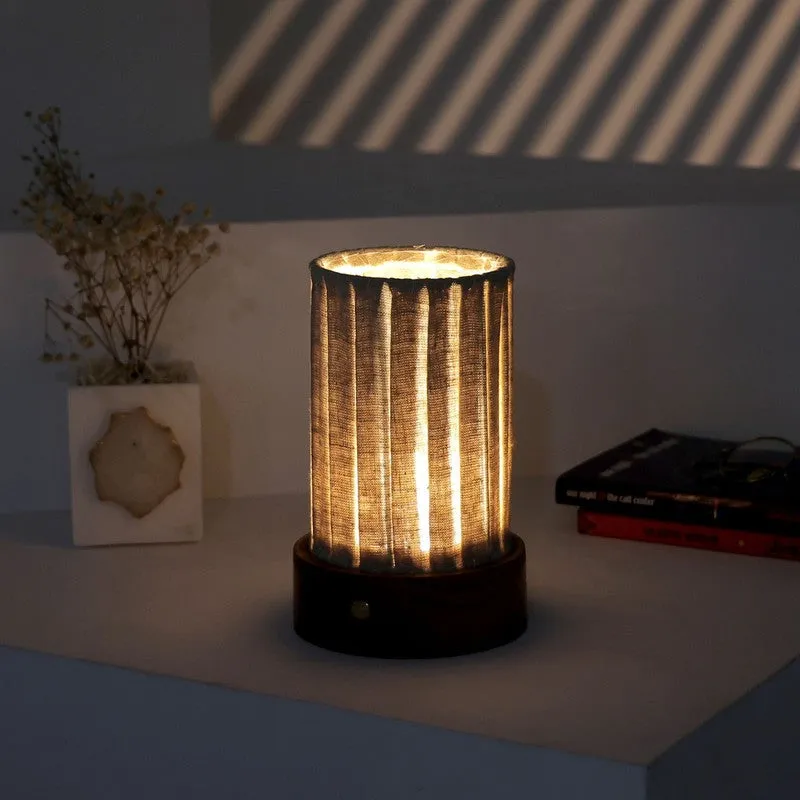 Radiya Tall Fabric Wooden Table Lamp - Grey media 1