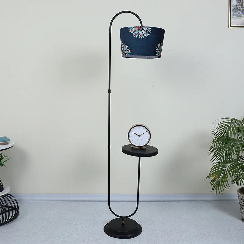 Toile Printed Arched Metal Floor Lamp With Shelf media 3