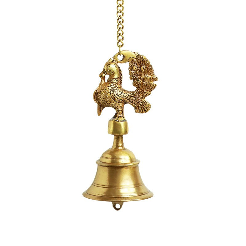 Mayura Kala Hand-Etched Brass Hanging Bell media 4