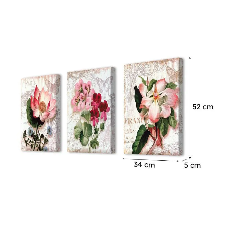 Hendo Bloom Canvas Wall Painting - Set Of Three media 7