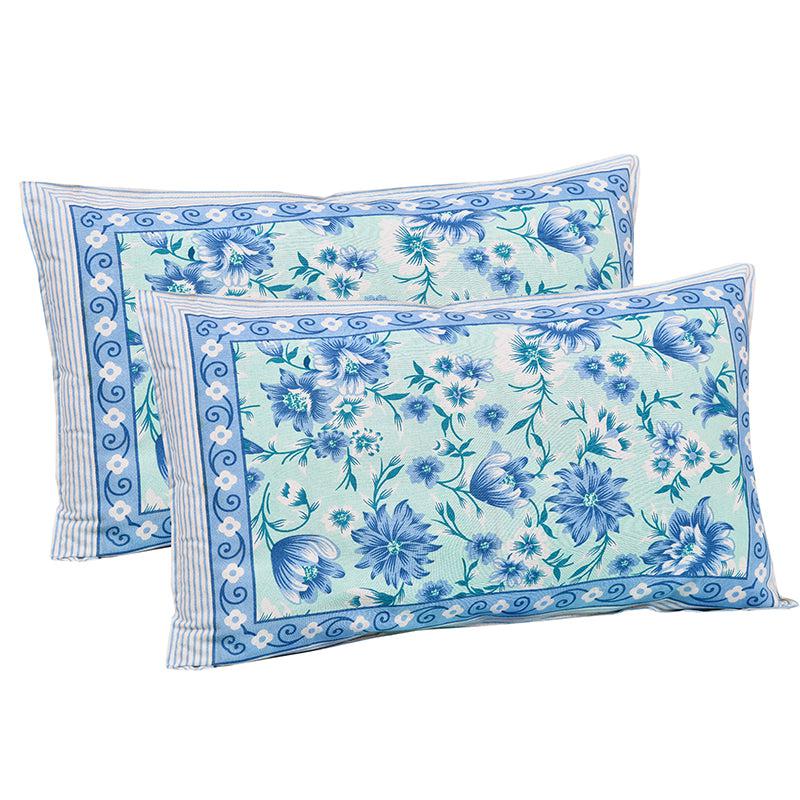 Sarva Floral Cotton Bedsheet (Blue) - 180 TC media 4