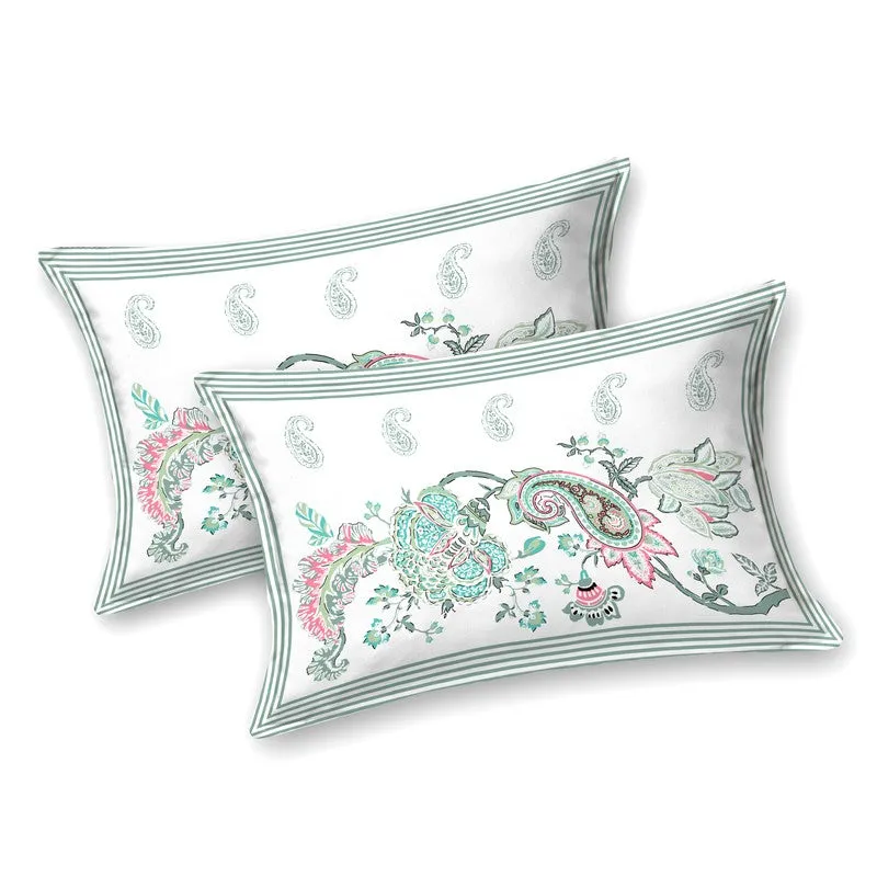 Royal Glow Cotton Bedsheet (Sea Green,White) - 120 TC media 3