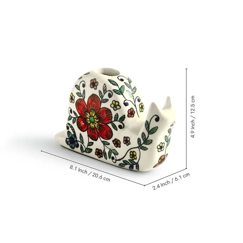 Floral Snail Handpainted Ceramic Showpiece media 8