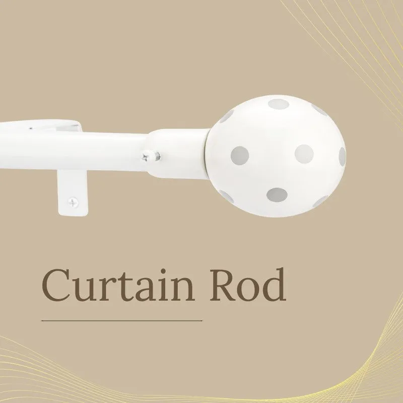 Polka Extendable 1" Single Curtain Rod With Round Finial & Brackets media 3