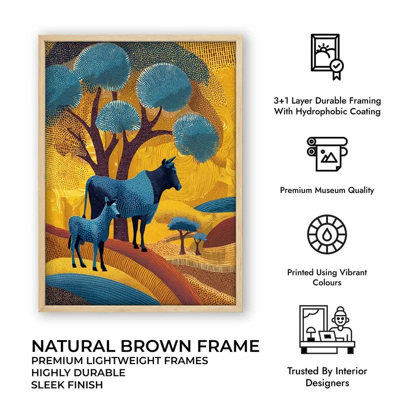 Golden Horizon Canvas Wall Painting With Brown Frame media 9