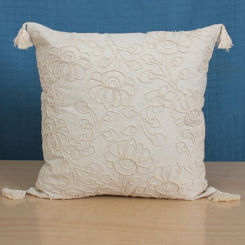 Alpine Winters Embroidered Cotton Cushion Cover - Set Of Two media 5