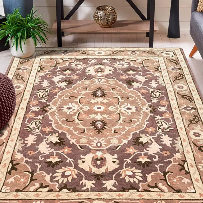 Mithras Hand Tufted Ethnic Wool & Nylon Carpet - Brown media 4